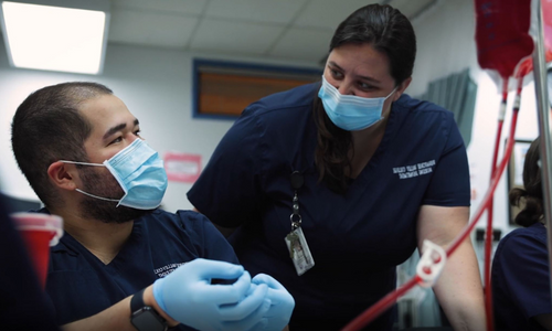 Nursing instructor and nursing student